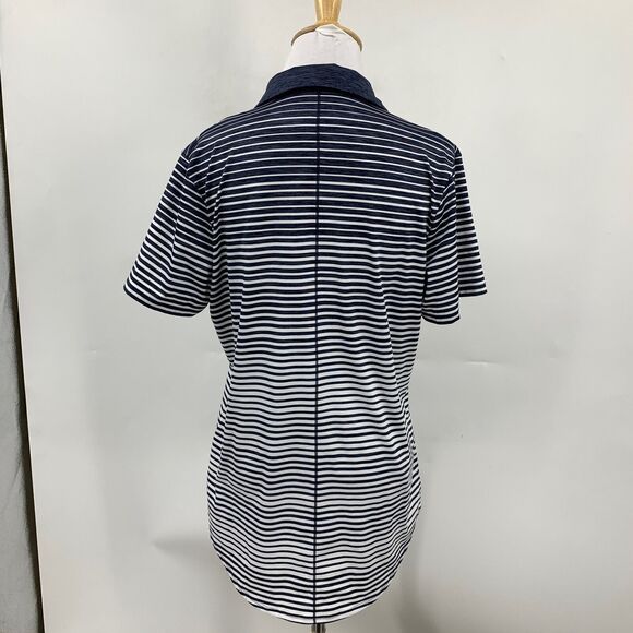 Under Armour Shirt Womens M Medium Dark Blue HeatGear Striped Performance Golf - Picture 5 of 9